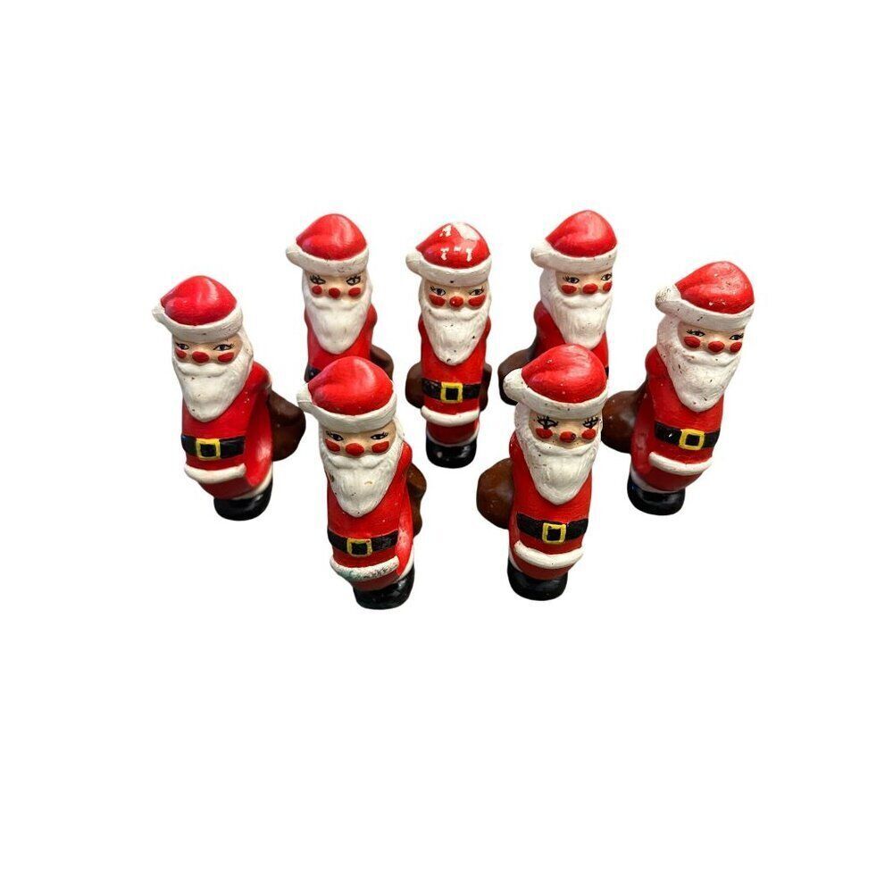 Set Of 7 Vintage Santa Claus Napkin Rings Christmas Table Decor